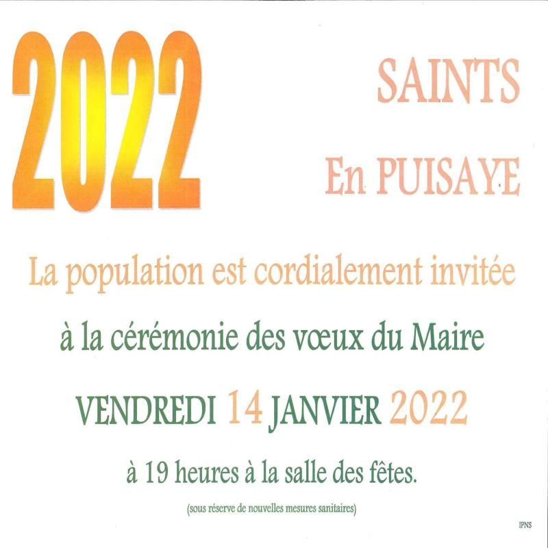 Affiche invitation de la population aux Voeux de Mr Le Maire 2022